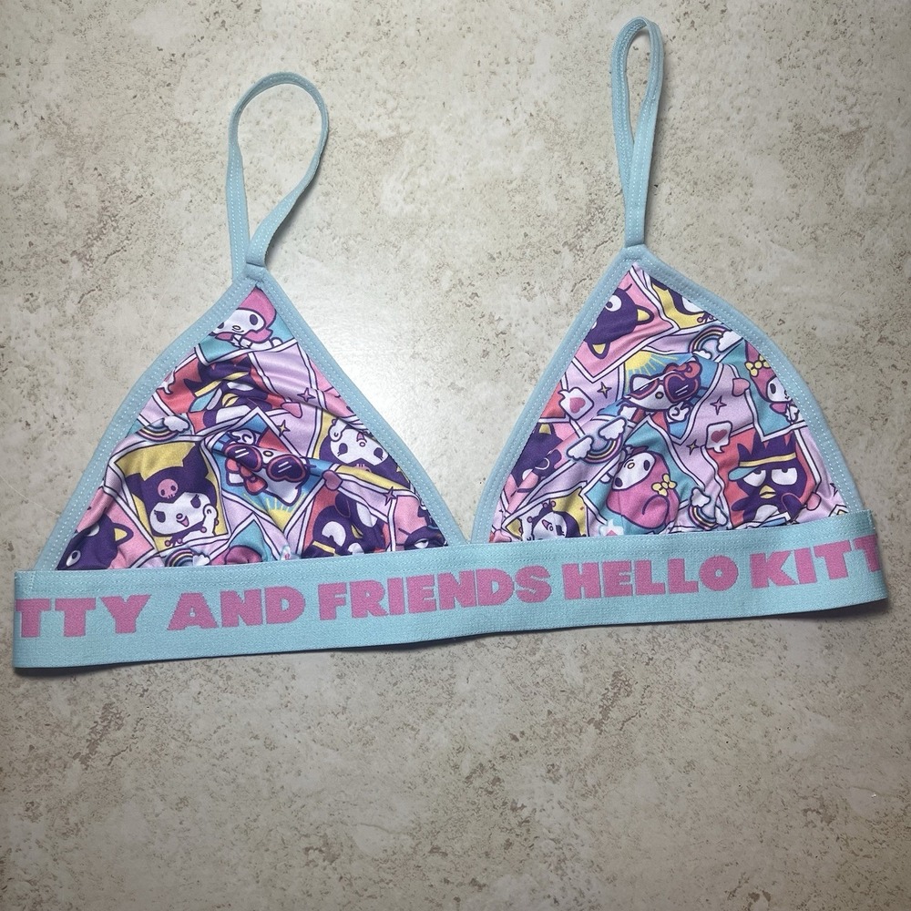 Rare Sanrio Hello Kitty & Friends Branded Graphic Mesh Bralette Top, Size M